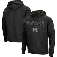 Men's Colosseum Black Michigan Wolverines Big & Tall OHT Military Appreciation Raglan Pullover Hoodie