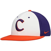 Men's Nike White/Purple Clemson Tigers Team Baseball True Performance Fitted Hat