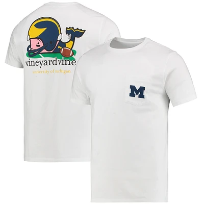 Men's Vineyard Vines White Michigan Wolverines Football Whale T-Shirt