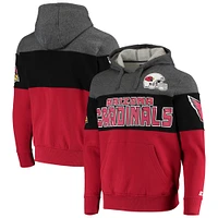 Men's Starter Heathered Gray/Black Arizona Cardinals Extreme Fireballer Pullover Hoodie