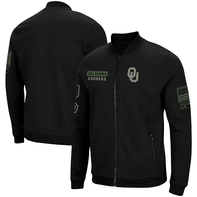 Men's Colosseum Black Oklahoma Sooners OHT Military Appreciation High-Speed Bomber Full-Zip Jacket