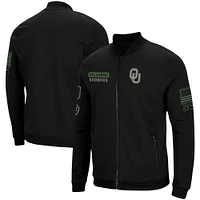 Men's Colosseum Black Oklahoma Sooners OHT Military Appreciation High-Speed Bomber Full-Zip Jacket