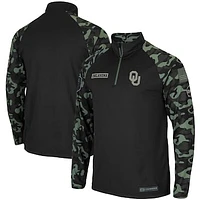 Men's Colosseum Black Oklahoma Sooners OHT Military Appreciation Take Flight Raglan Quarter-Zip Jacket