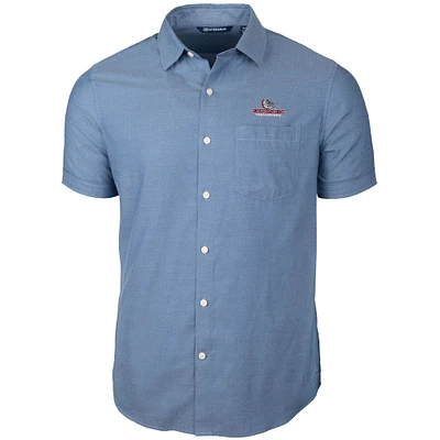 Men's Cutter & Buck Navy Gonzaga Bulldogs Windward Twill Button-Up Short Sleeve Shirt