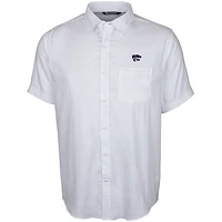 Men's Cutter & Buck White Kansas State Wildcats Windward Twill Button-Up Short Sleeve Shirt
