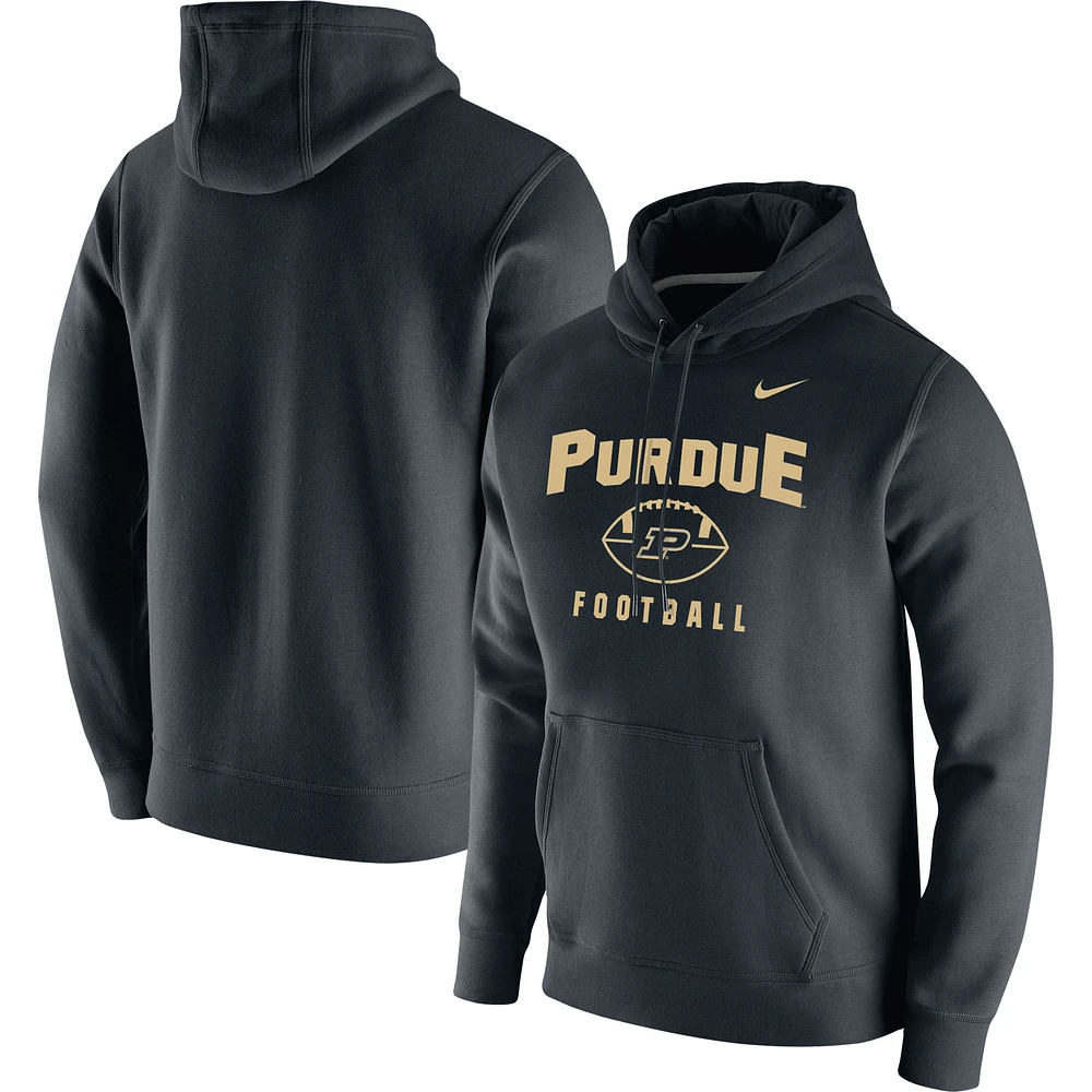 Men's Nike Black Purdue Boilermakers Football Oopty Oop Club Fleece Pullover Hoodie