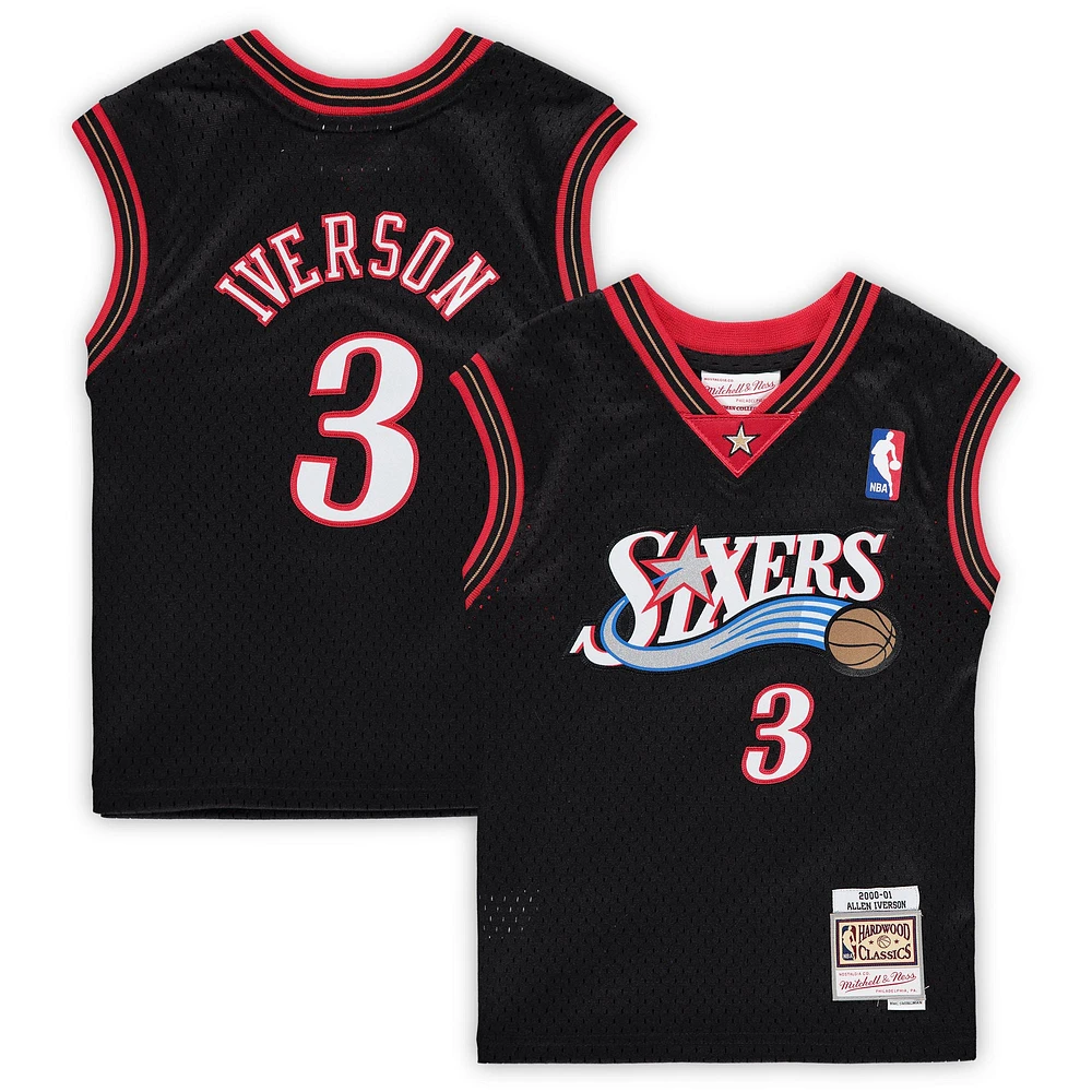 Preschool Mitchell & Ness Allen Iverson Black Philadelphia 76ers 2000-2001 Hardwood Classics Throwback Team Jersey