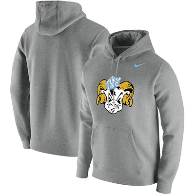 Men's Nike Heathered Gray North Carolina Tar Heels Vintage School Logo Pullover Hoodie