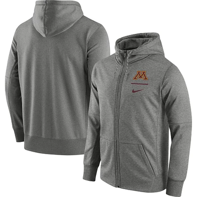 Men's Nike Heathered Gray Minnesota Golden Gophers Logo Stack Performance Full-Zip Hoodie