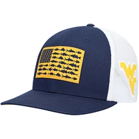 Men's Columbia Navy West Virginia Mountaineers PFG Tonal Fish Flag Flex Hat