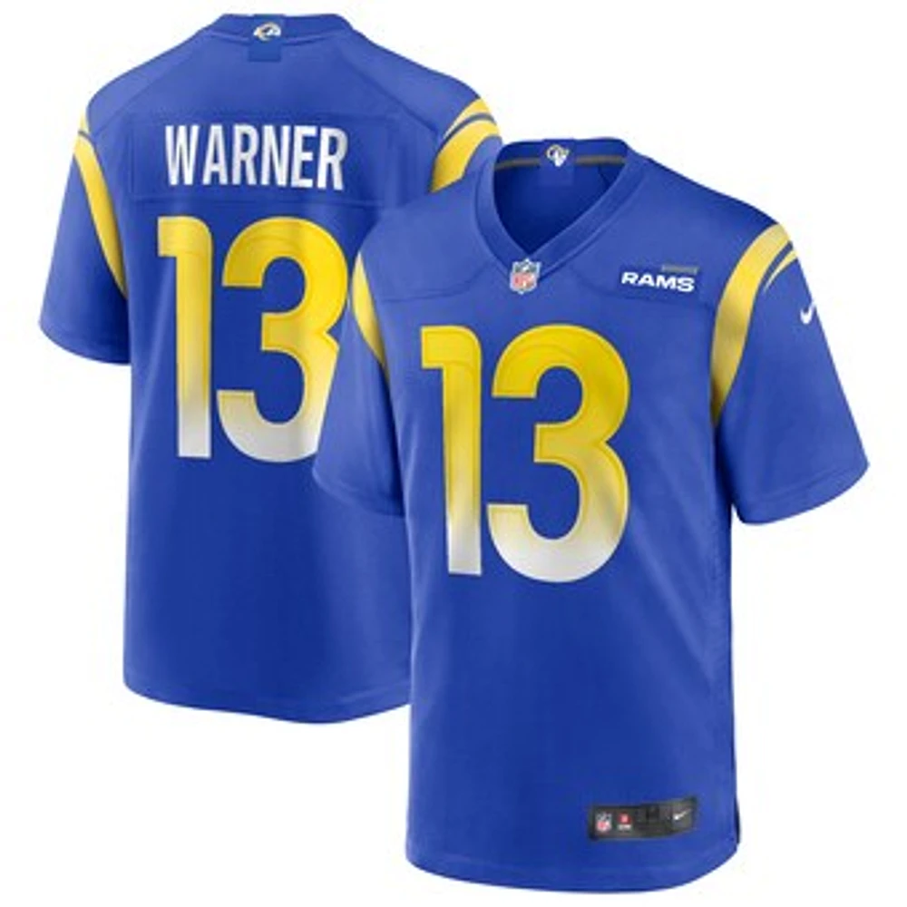 Men's Nike Kurt Warner Royal Los Angeles Rams Game Retired Player Jersey