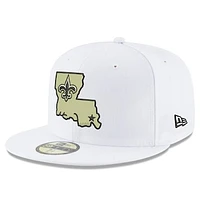 Men's New Era White Orleans Saints Omaha Alternate Logo 59FIFTY Fitted Hat