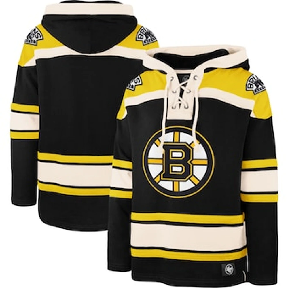 Men's '47 Black Boston Bruins Superior Lacer Pullover Hoodie