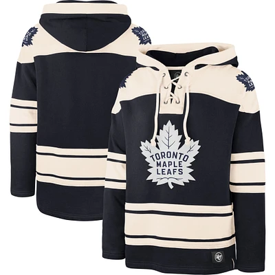 Men's '47 Navy/Cream Toronto Maple Leafs Superior Lacer Pullover Hoodie