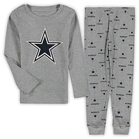 Preschool Heathered Gray Dallas Cowboys Long Sleeve T-Shirt & Pants Sleep Set