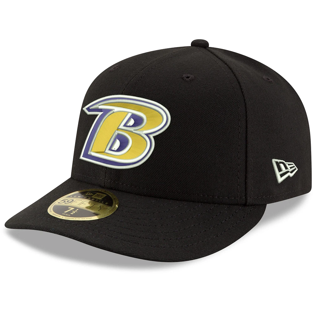 Men's New Era Black Baltimore Ravens Omaha Low Profile 59FIFTY Fitted Team Hat