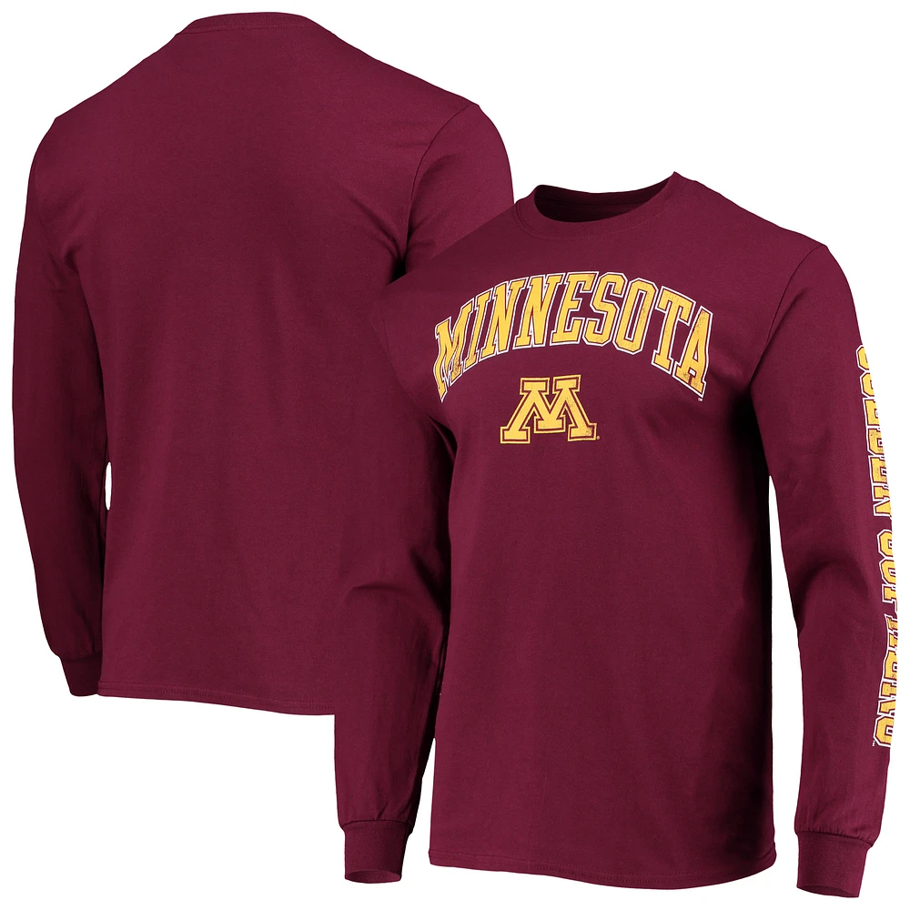 Men's Fanatics Maroon Minnesota Golden Gophers Distressed Arch Over Logo 2-Hit Long Sleeve T-Shirt