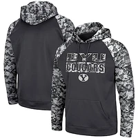 Men's Colosseum Charcoal BYU Cougars OHT Military Appreciation Digital Camo Pullover Hoodie