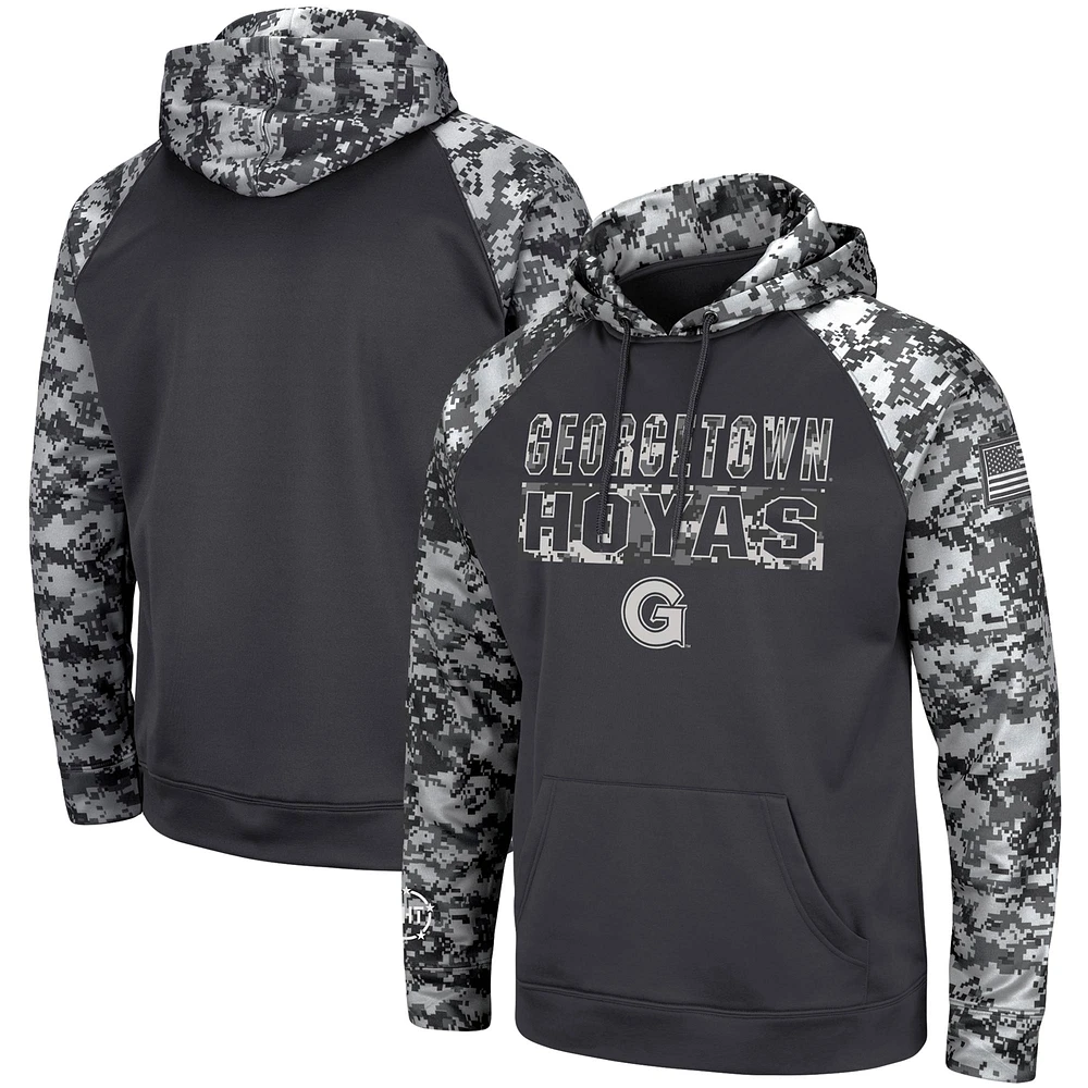 Men's Colosseum Charcoal Georgetown Hoyas OHT Military Appreciation Digital Camo Pullover Hoodie