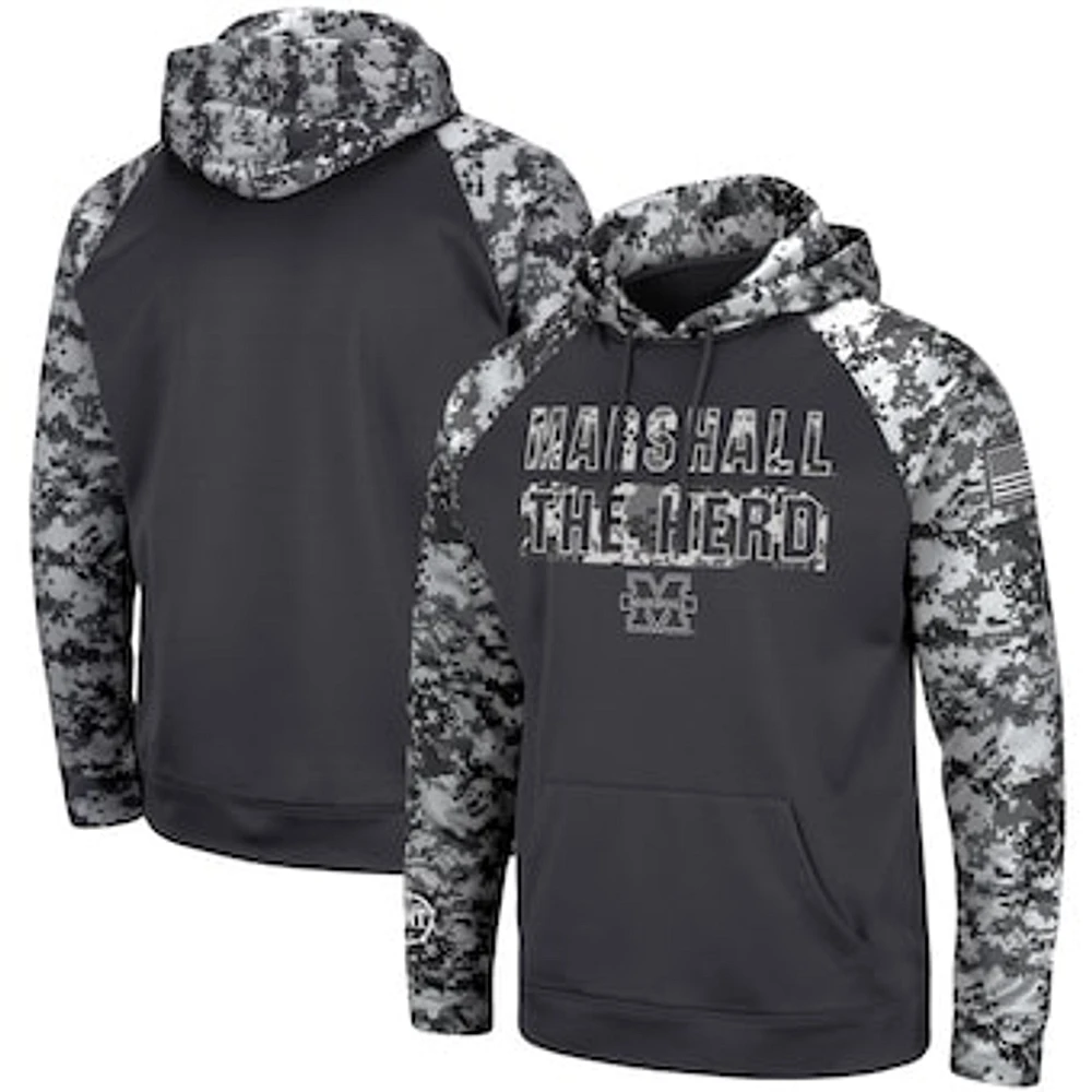 Men's Colosseum Charcoal Marshall Thundering Herd OHT Military Appreciation Digital Camo Pullover Hoodie