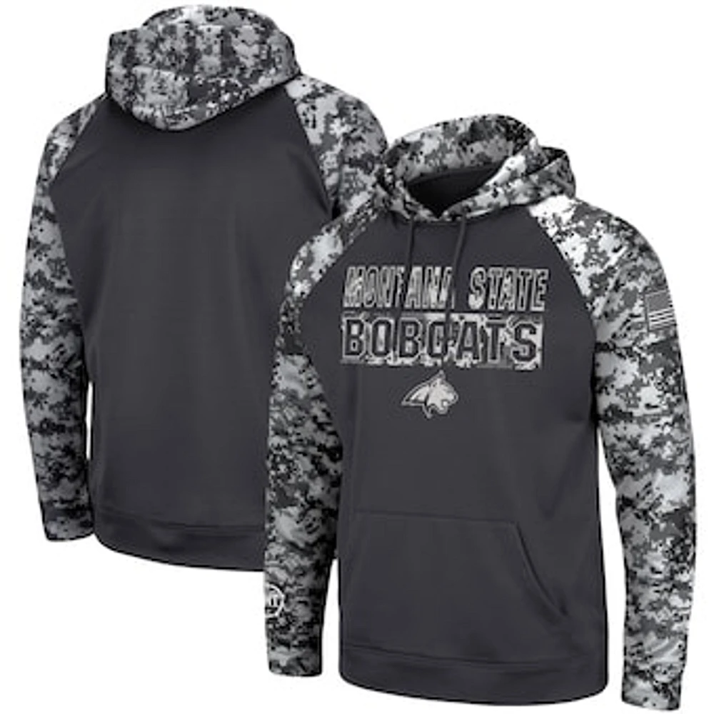 Men's Colosseum Charcoal Montana State Bobcats OHT Military Appreciation Digital Camo Pullover Hoodie