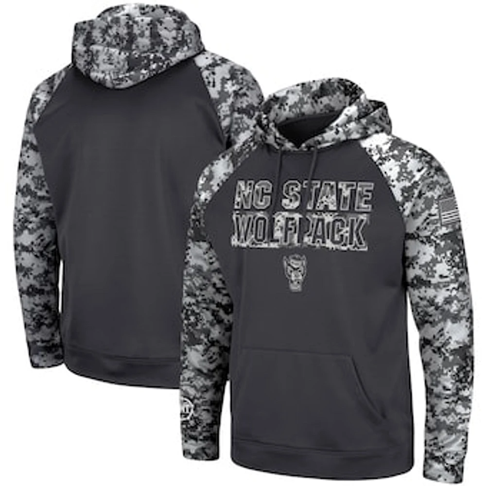 Men's Colosseum Charcoal NC State Wolfpack OHT Military Appreciation Digital Camo Pullover Hoodie