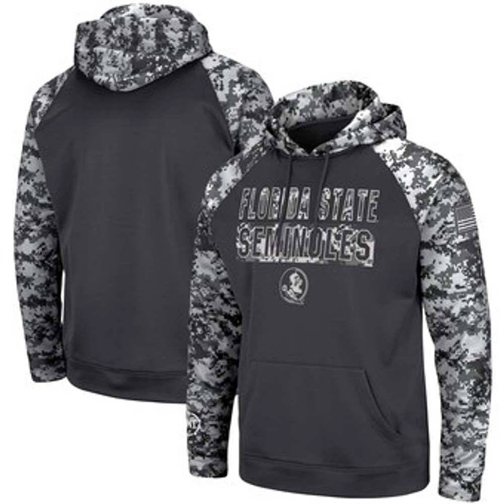 Men's Colosseum Charcoal Florida State Seminoles OHT Military Appreciation Digital Camo Pullover Hoodie