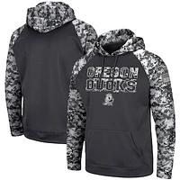 Men's Colosseum Charcoal Oregon Ducks OHT Military Appreciation Digital Camo Pullover Hoodie