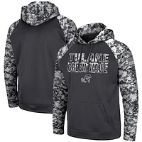 Men's Colosseum Charcoal Tulane Green Wave OHT Military Appreciation Digital Camo Pullover Hoodie