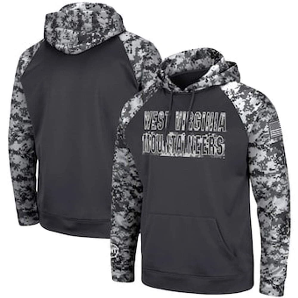 Men's Colosseum Charcoal West Virginia Mountaineers OHT Military Appreciation Digital Camo Pullover Hoodie