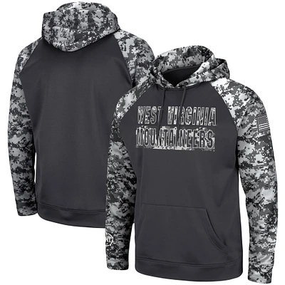 Men's Colosseum Charcoal West Virginia Mountaineers OHT Military Appreciation Digital Camo Pullover Hoodie