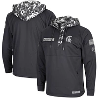 Men's Colosseum Charcoal Michigan State Spartans OHT Military Appreciation Digi Camo Quarter-Zip Hoodie