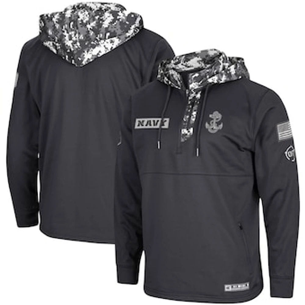 Men's Colosseum Charcoal Navy Midshipmen OHT Military Appreciation Digi Camo Quarter-Zip Hoodie