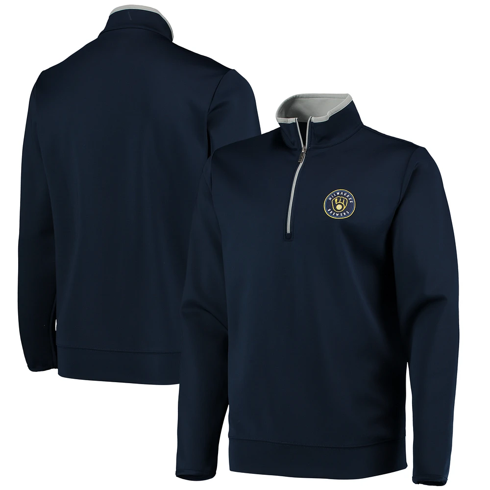 Men's Antigua Navy Milwaukee Brewers Leader Quarter-Zip Jacket