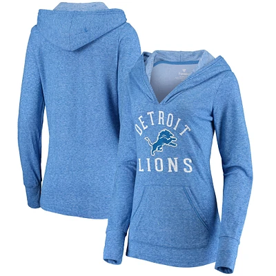 Women's Fanatics Blue Detroit Lions Doubleface Slub Pullover Hoodie