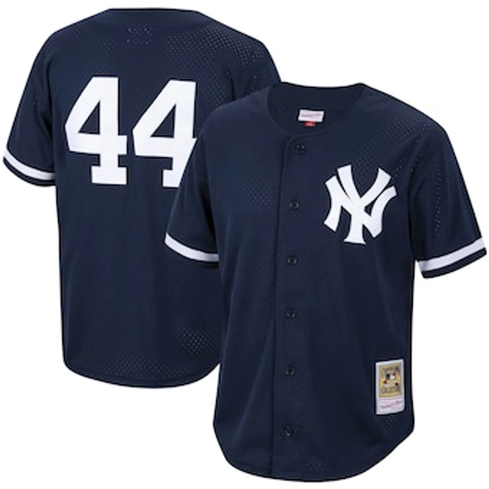 Men's Mitchell & Ness Reggie Jackson Navy New York Yankees Cooperstown Collection Mesh Batting Practice Button-Up Jersey