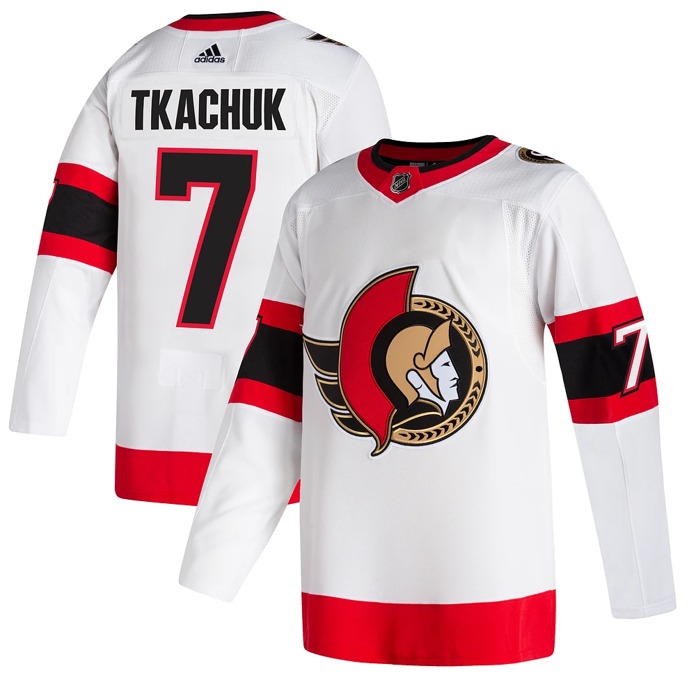 Men's adidas Brady Tkachuk White Ottawa Senators 2020/21 Away - Authentic Player Jersey