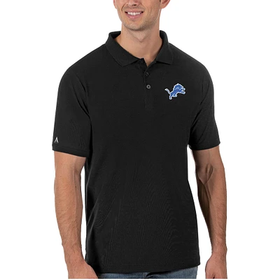 Men's Antigua Black Detroit Lions Legacy Pique Polo