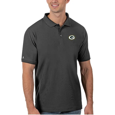 Men's Antigua Charcoal Green Bay Packers Legacy Pique Polo