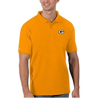 Men's Antigua Gold Green Bay Packers Legacy Pique Polo