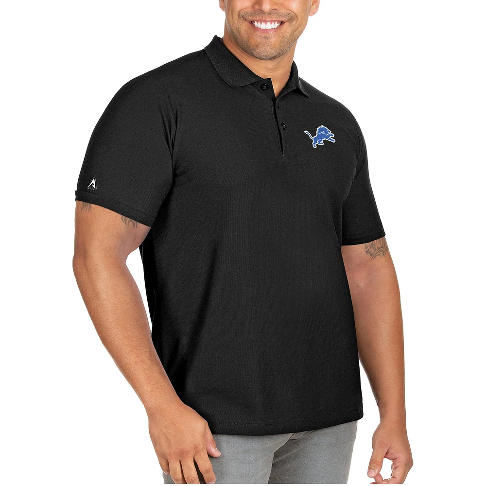 Men's Antigua Black Detroit Lions Big & Tall Legacy Pique Polo
