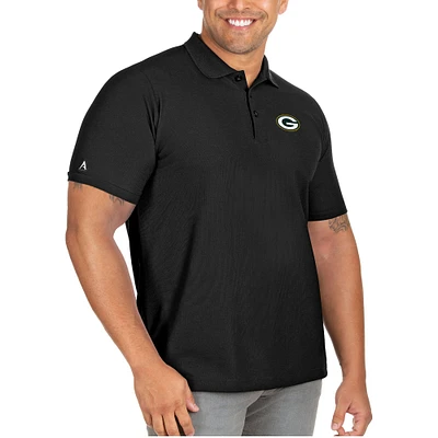 Men's Antigua Black Green Bay Packers Big & Tall Legacy Pique Polo