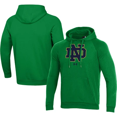 Men's Under Armour Green Notre Dame Fighting Irish Primary School Logo All Day Raglan Pullover Hoodie