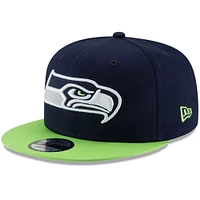 Men's New Era College Navy/Neon Green Seattle Seahawks 2-Tone Basic 9FIFTY Snapback Hat