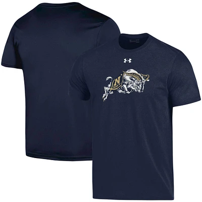 Men's Under Armour Navy Midshipmen School Mascot Logo Performance Cotton T-Shirt