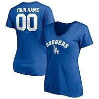 Women's Royal Los Angeles Dodgers Personalized Winning Streak Name & Number V-Neck T-Shirt