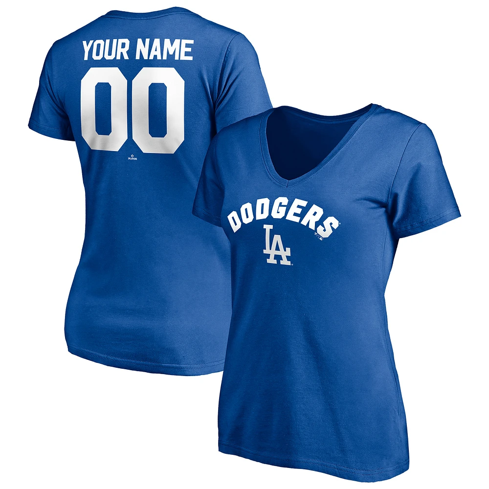 Women's Royal Los Angeles Dodgers Personalized Winning Streak Name & Number V-Neck T-Shirt