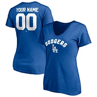 Women's Royal Los Angeles Dodgers Personalized Winning Streak Name & Number V-Neck T-Shirt