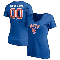 Women's Royal New York Mets Personalized Winning Streak Name & Number V-Neck T-Shirt