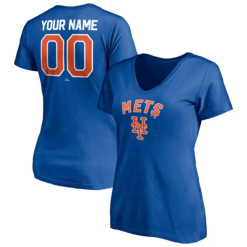 Women's Royal New York Mets Personalized Winning Streak Name & Number V-Neck T-Shirt